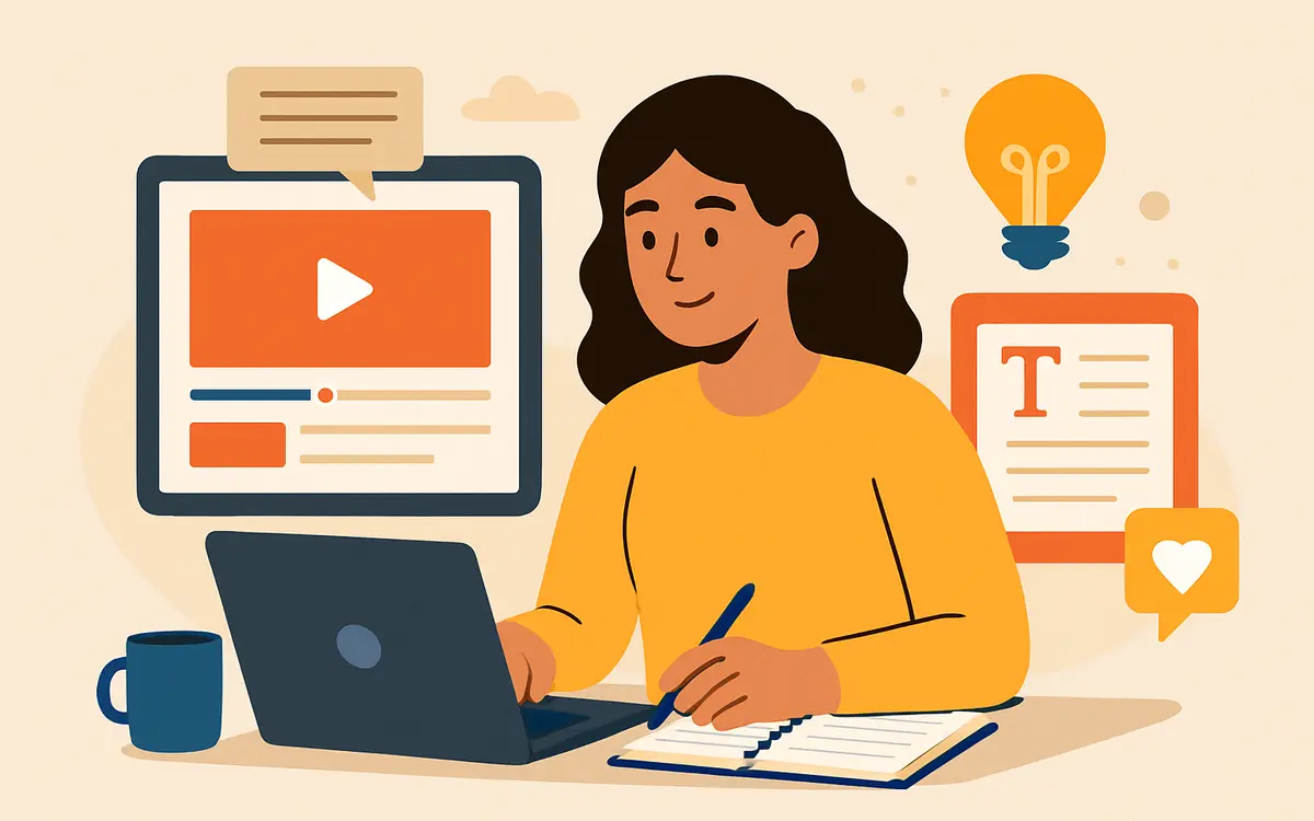 یک کارشناس در حال تولید محتوا و پاسخ به این سوال که تولید محتوا چیست و چه کاربردهایی دارد؟